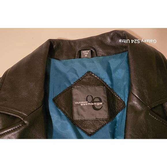 Outdoor Exchange Black Genuine Leather Jacket Belted Lined Coat Women's M - Picture 5 of 10